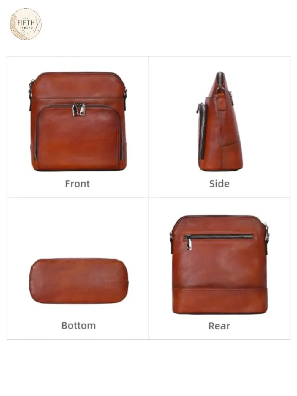 Leather Crossbody Bag with Built-in Wallet & Adjustable Straps